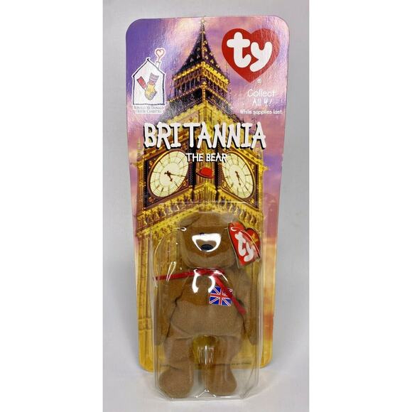2000 ty mcdonalds beanie baby legends "brittania" retired british bear bb12 - Picture 1 of 2